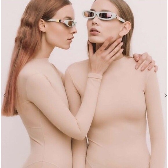 FAKBYFAK x Pilar Zeta SHARP & GRACE Sunglasses. Glossy Ivory & Pink Limited Ed.